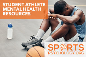 Featured image for student mental health resource pages with young athlete with head down.